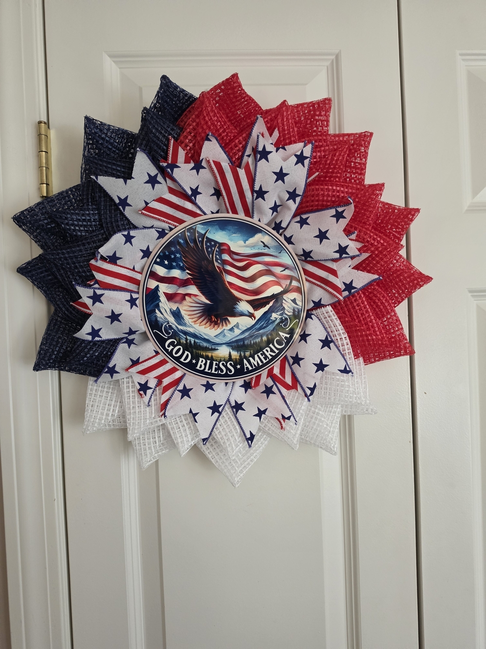 Patriotic "God Bless America" Eagle Wreath - Red, White, Blue
